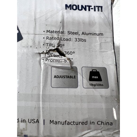 Mount-It! Speaker Mount MI-SB03 Steel/Aluminum Adjustable 33lbs Load 360° Tilt 9 - Picture 2 of 9